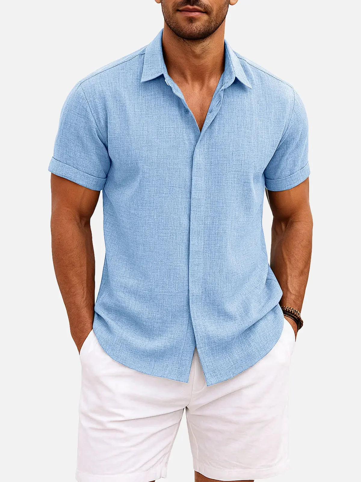 Christian | Camicia Uomo Maniche Corte Blu