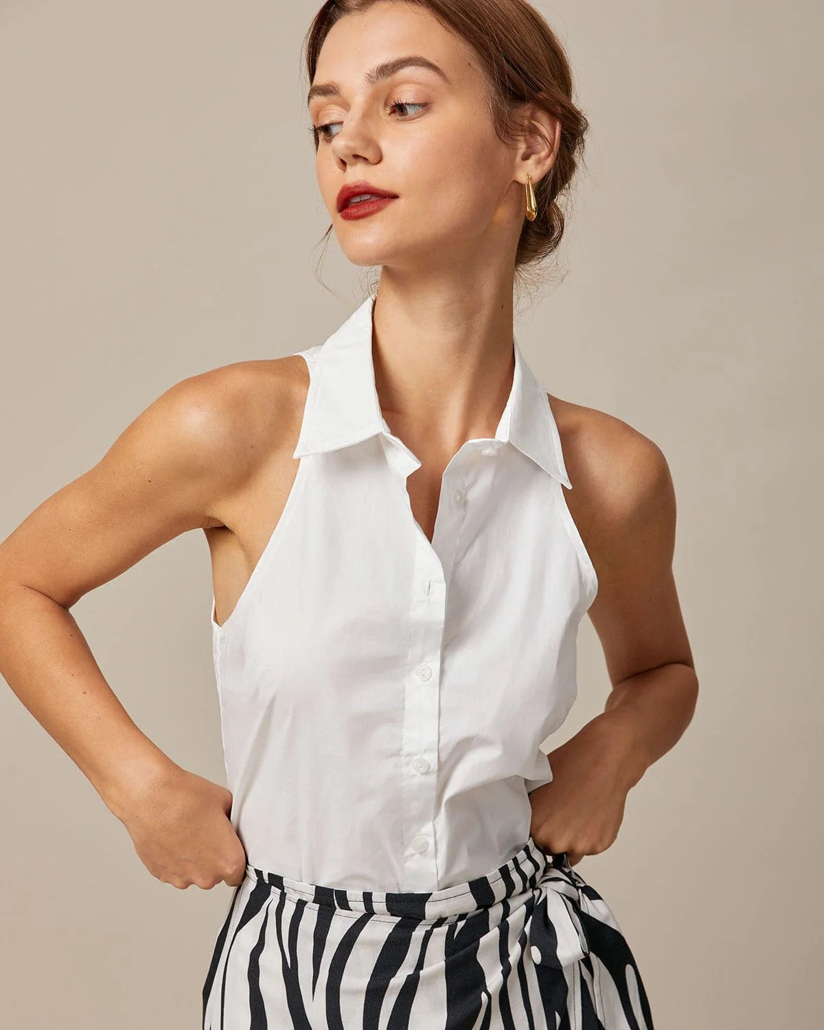 Christian | Camicia Uomo Senza Maniche Colletto Bianco