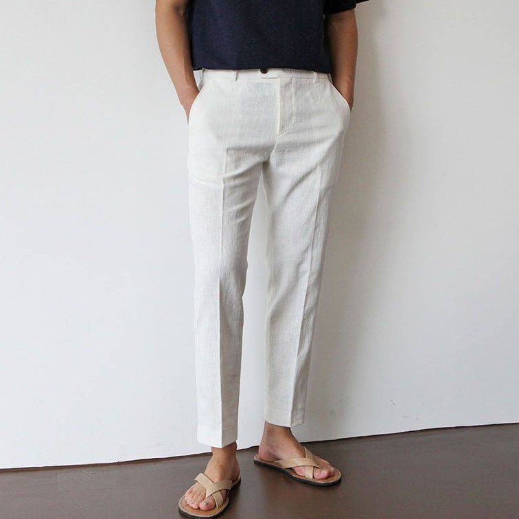 Christian | Elegante Pantalone Uomo Gamba Dritta Tasche Laterali Bianco
