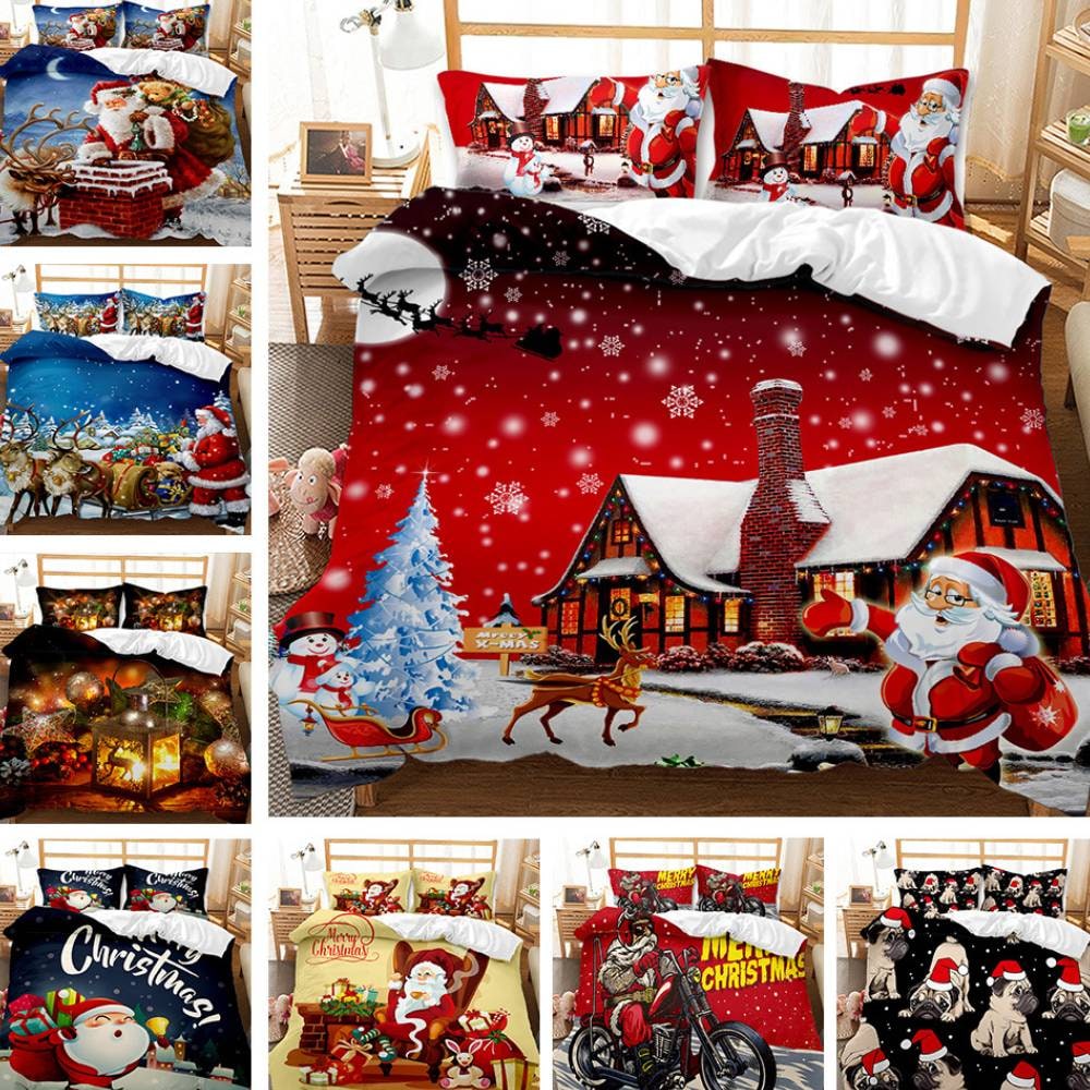 Christmas Bedding Set with Duvet Cover and Matching Pillowcases Digital Print - Image 1