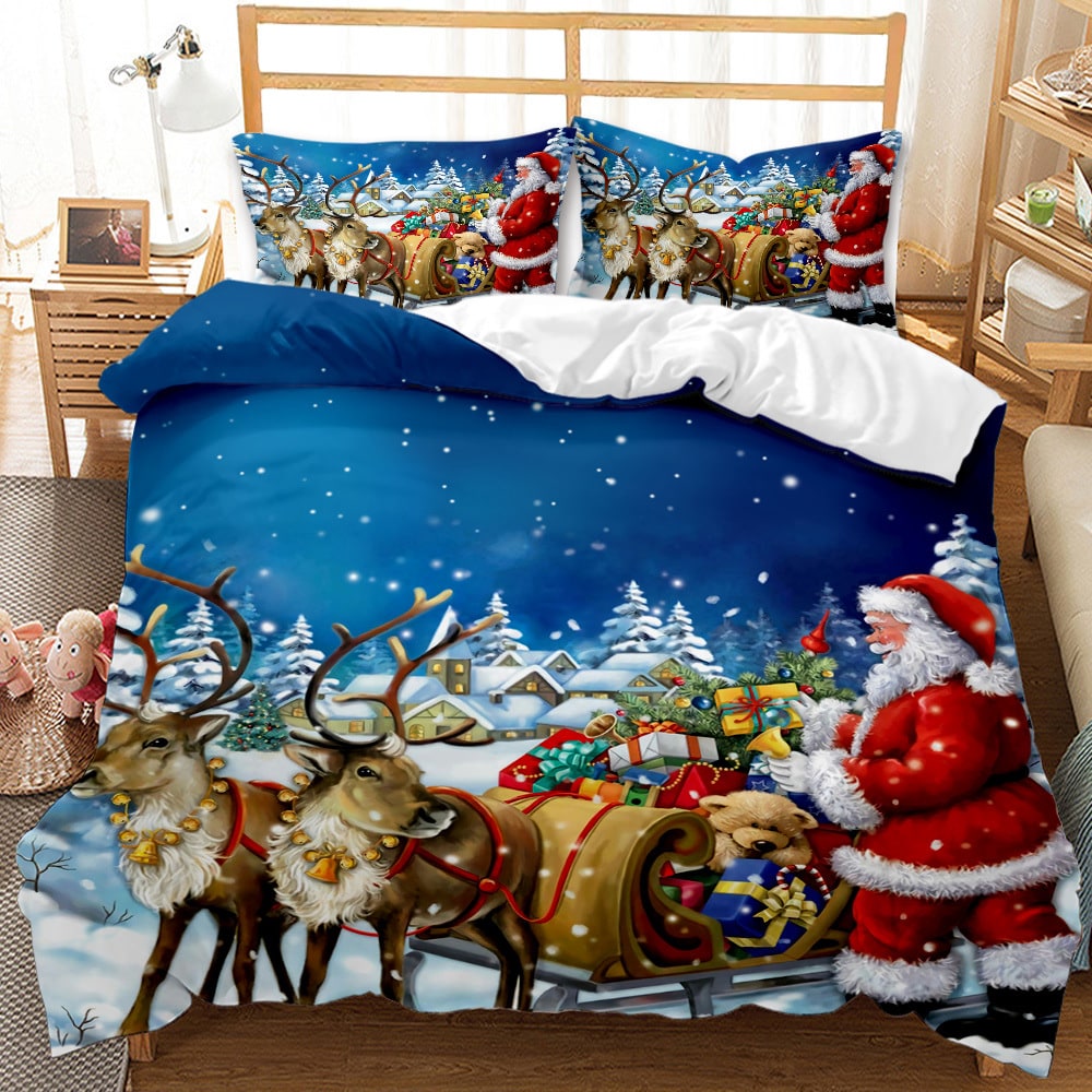 Christmas Bedding Set with Duvet Cover and Matching Pillowcases Digital Print - Image 7
