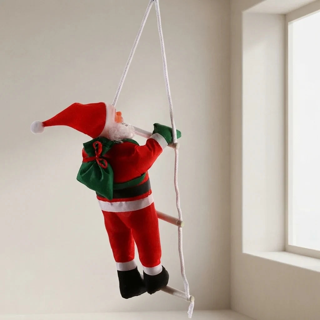 Christmas Decoration Climbing Santa with Rope Ladder and White Beard for Holiday Decor - Image 1