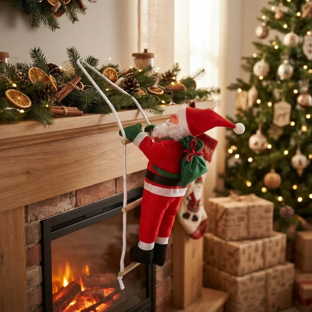 Christmas Decoration Climbing Santa with Rope Ladder and White Beard for Holiday Decor - Image 5