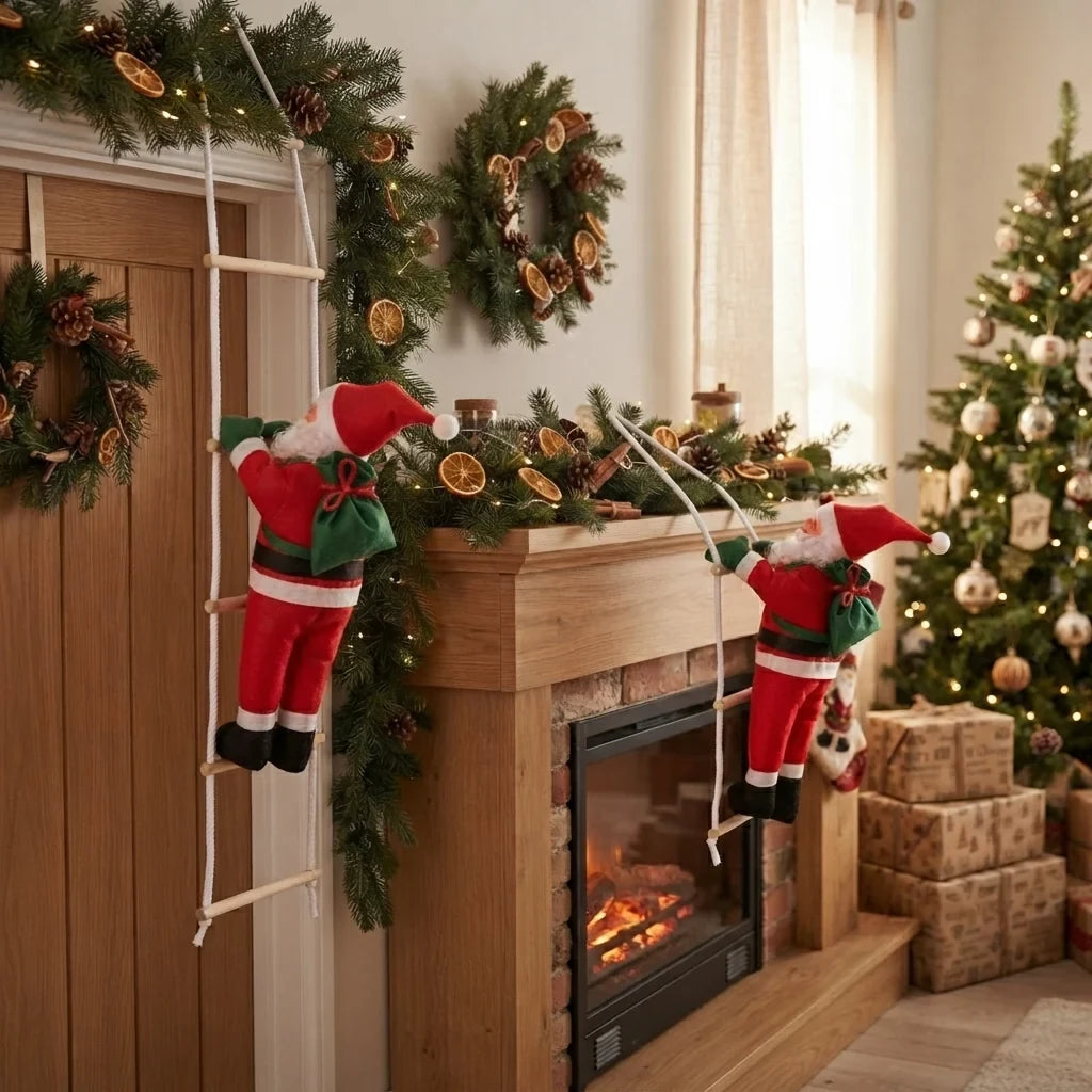 Christmas Decoration Climbing Santa with Rope Ladder and White Beard for Holiday Decor - Image 6