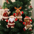 Christmas Decoration Ornaments Set of 4 Plush Figures with Faux Fur Trim and Plaid Scarves - Image 2