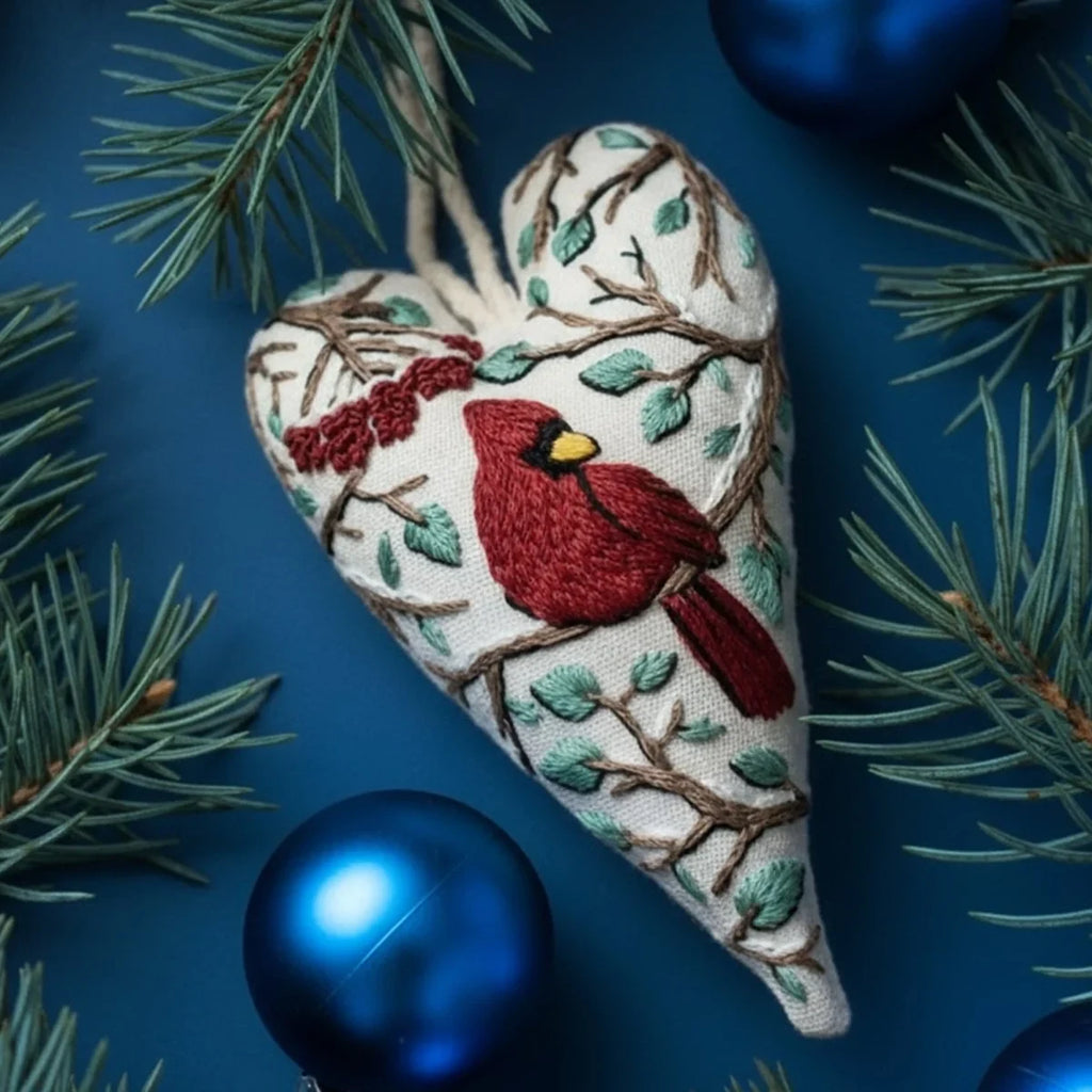 Christmas Embroidery Kit for Beginners with Heart-Shaped Ornament and Complete Supplies - Image 10