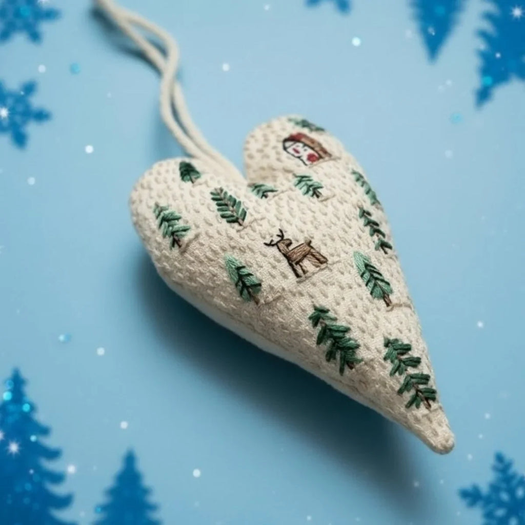 Christmas Embroidery Kit for Beginners with Heart-Shaped Ornament and Complete Supplies - Image 12