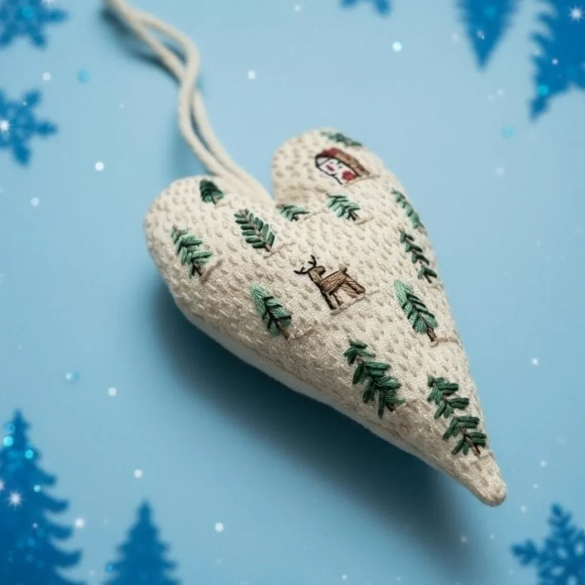 Christmas Embroidery Kit for Beginners with Heart-Shaped Ornament and Complete Supplies - Image 12