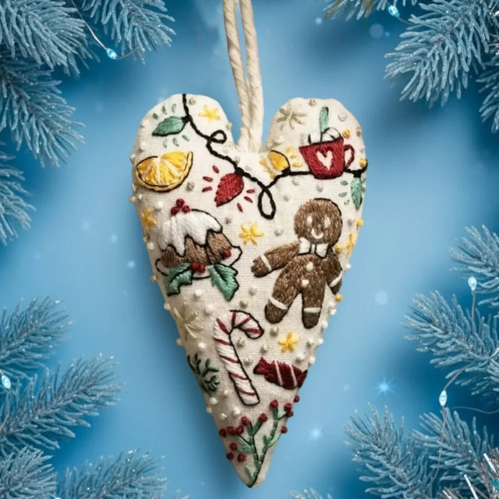 Christmas Embroidery Kit for Beginners with Heart-Shaped Ornament and Complete Supplies - Image 8