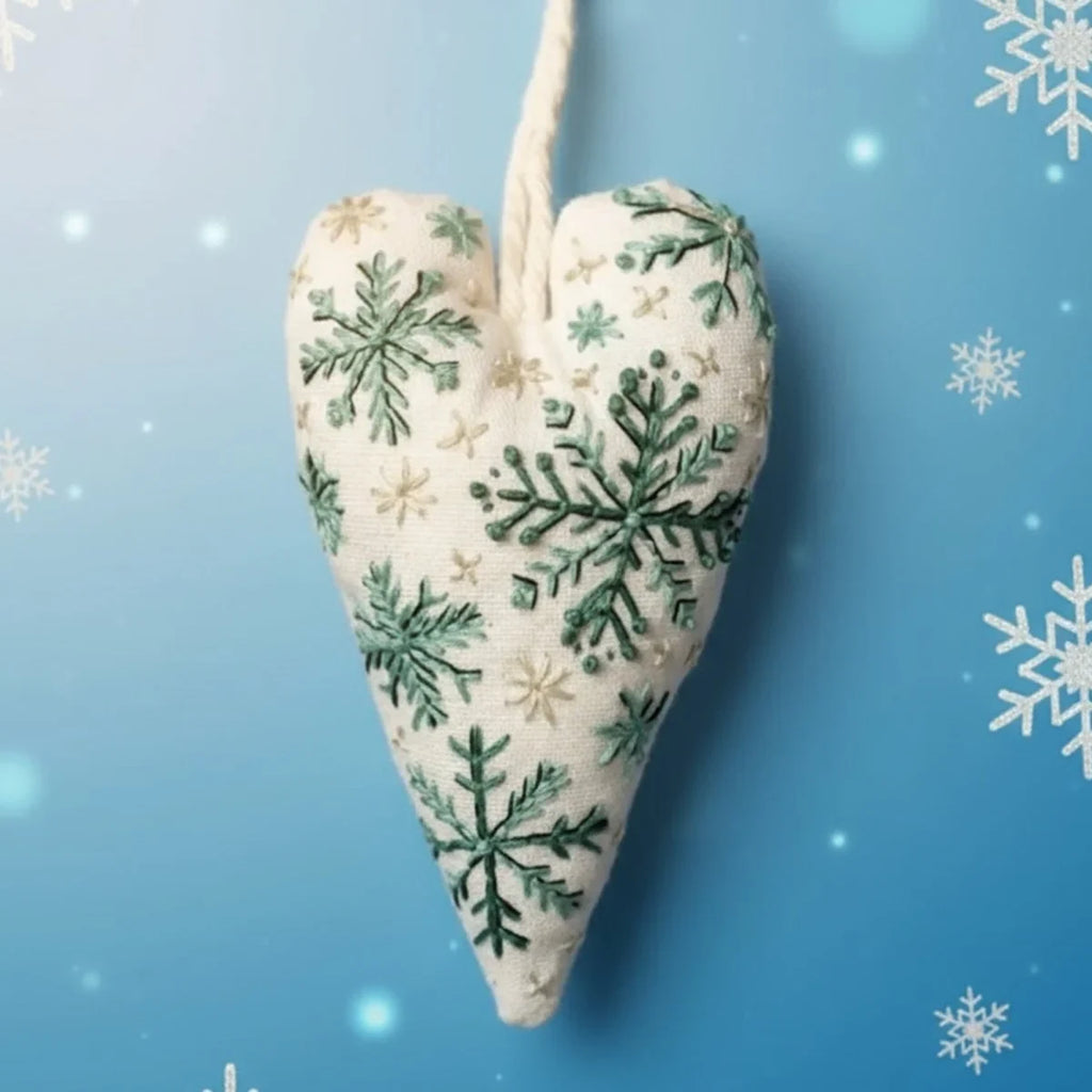 Christmas Embroidery Kit for Beginners with Heart-Shaped Ornament and Complete Supplies - Image 9