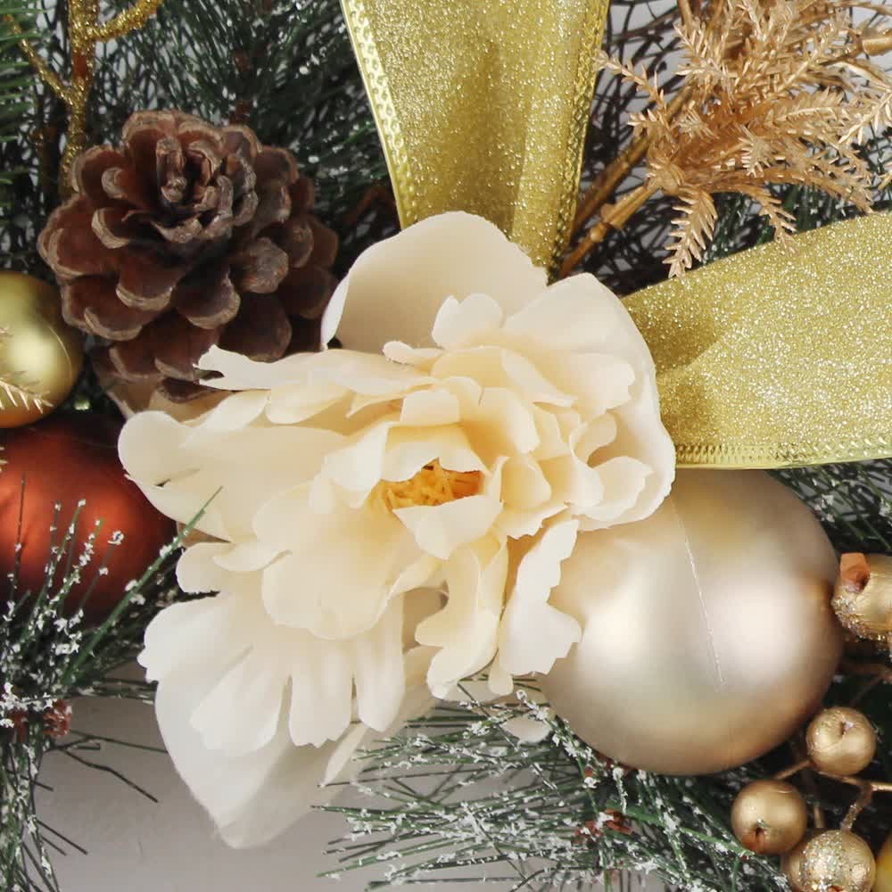 Christmas Garland for Mantle with Ornaments Artificial Decorated Pine and Roses - Image 11