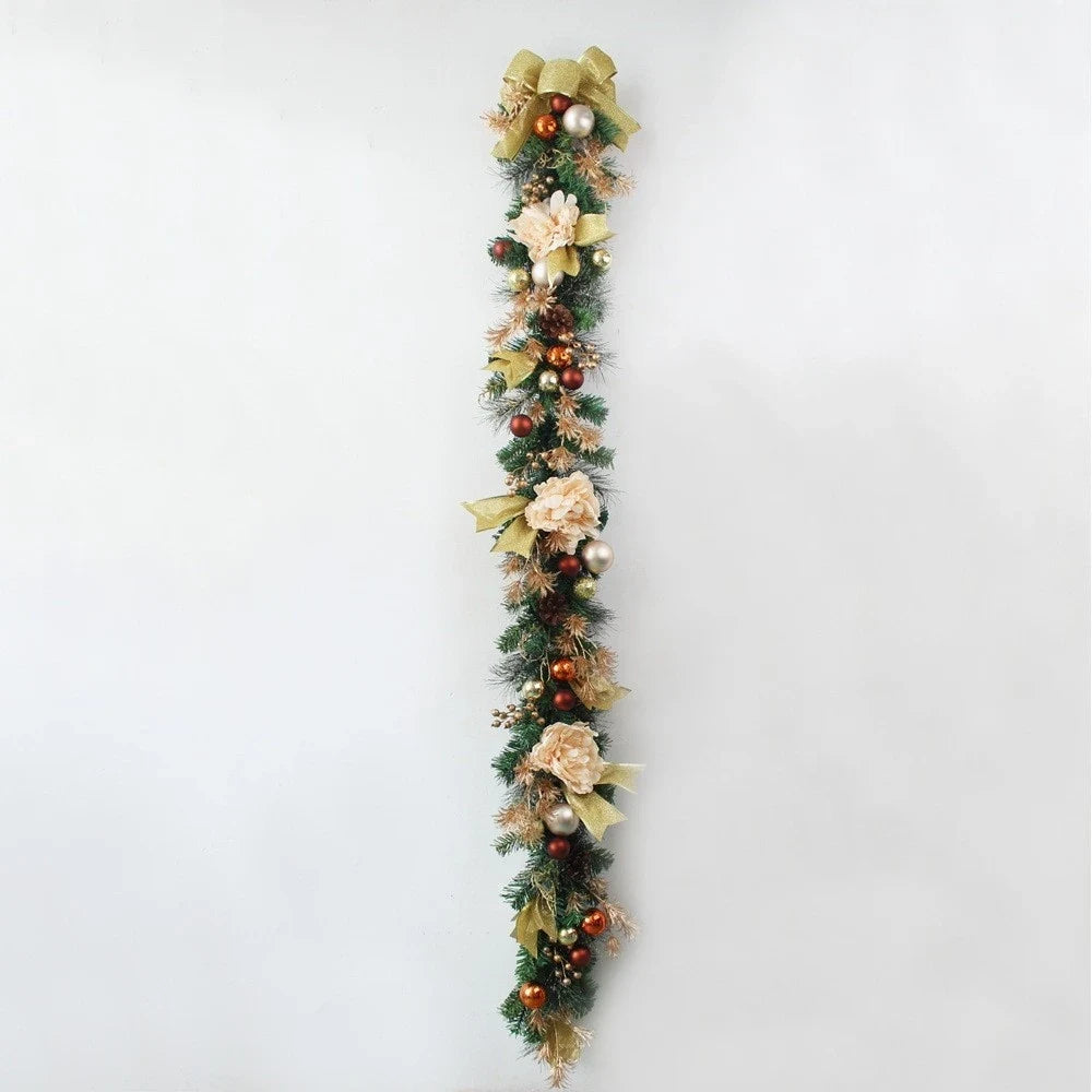 Christmas Garland for Mantle with Ornaments Artificial Decorated Pine and Roses - Image 13