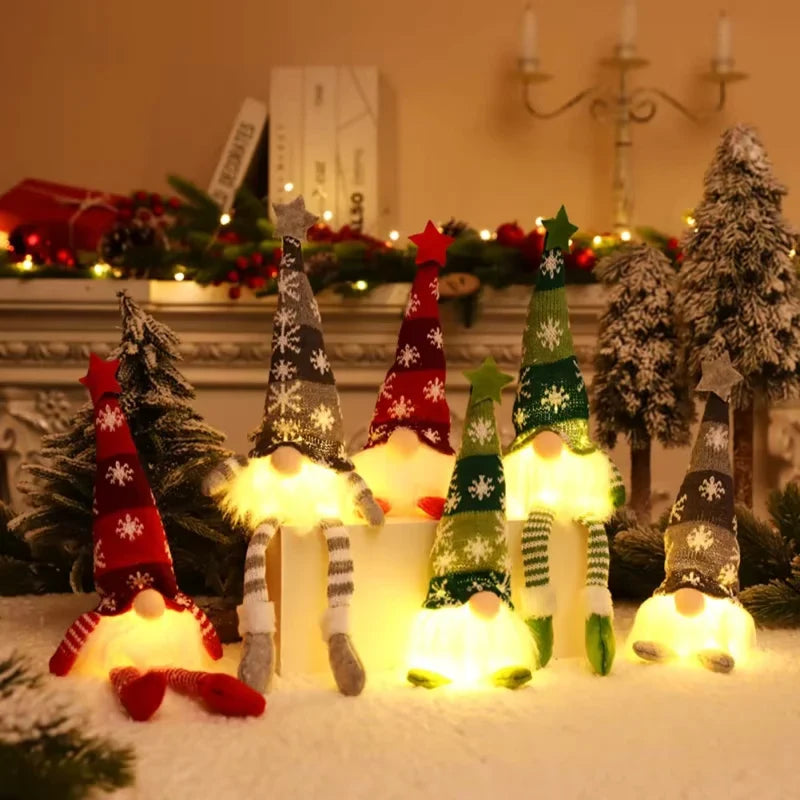 Christmas Gnome Light Up Plush Decoration with Snowflake Knit Hat and Warm LED Glow - Image 5