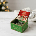Christmas Music Box with Hand Crank Wooden Mechanical Vintage Design - Image 1