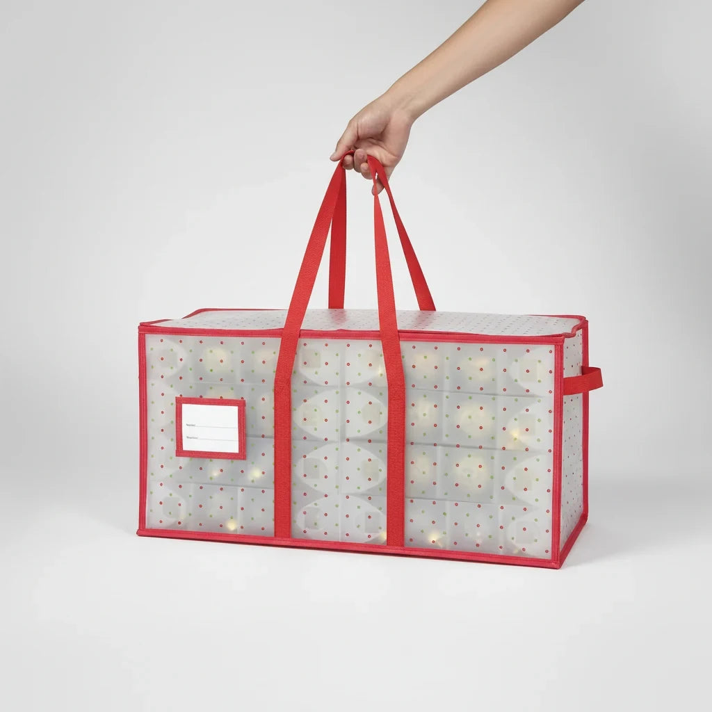 Christmas Ornament Storage Container with Zippered Lid and Removable Grid Dividers - Image 8