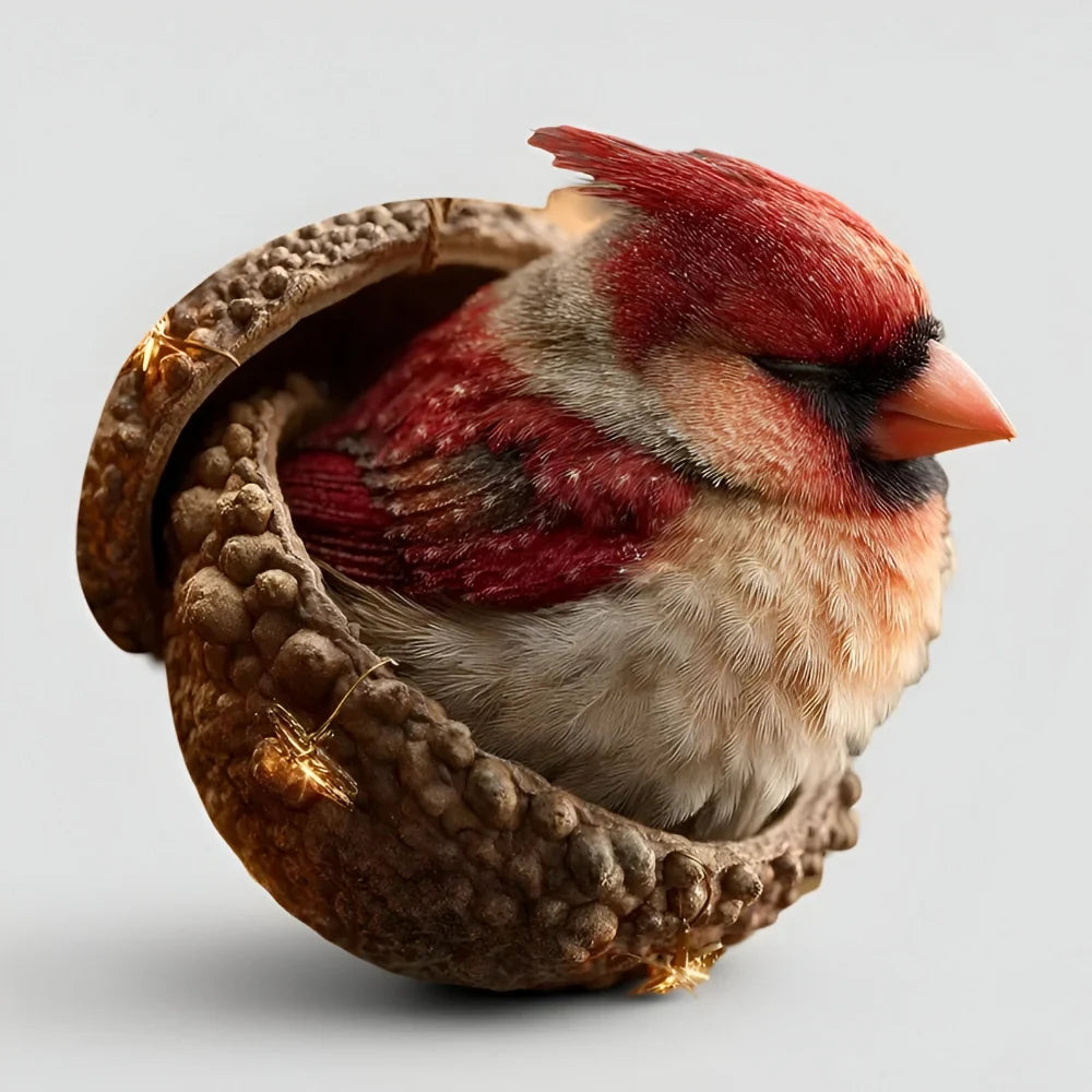 Christmas Ornaments Woodland Animal Acorn Shaped Sleeping Resin Decor - Image 12