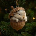 Christmas Ornaments Woodland Animal Acorn Shaped Sleeping Resin Decor - Image 2