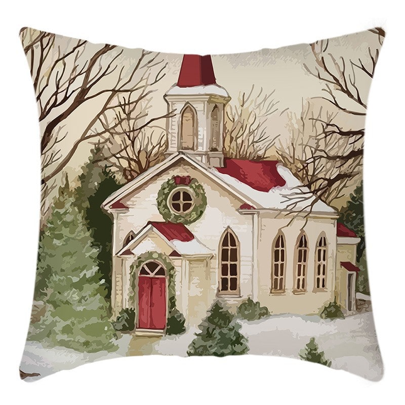 Christmas Pillow Cover with Polyester Linen Textured Weave and Hidden Zipper for Holiday Decor - Image 3