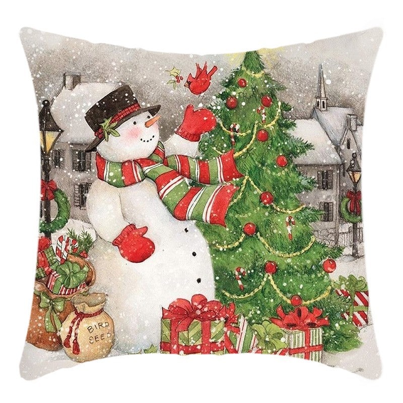 Christmas Pillow Cover with Polyester Linen Textured Weave and Hidden Zipper for Holiday Decor - Image 4