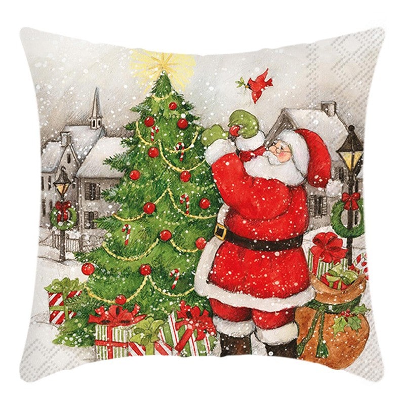 Christmas Pillow Cover with Polyester Linen Textured Weave and Hidden Zipper for Holiday Decor - Image 6