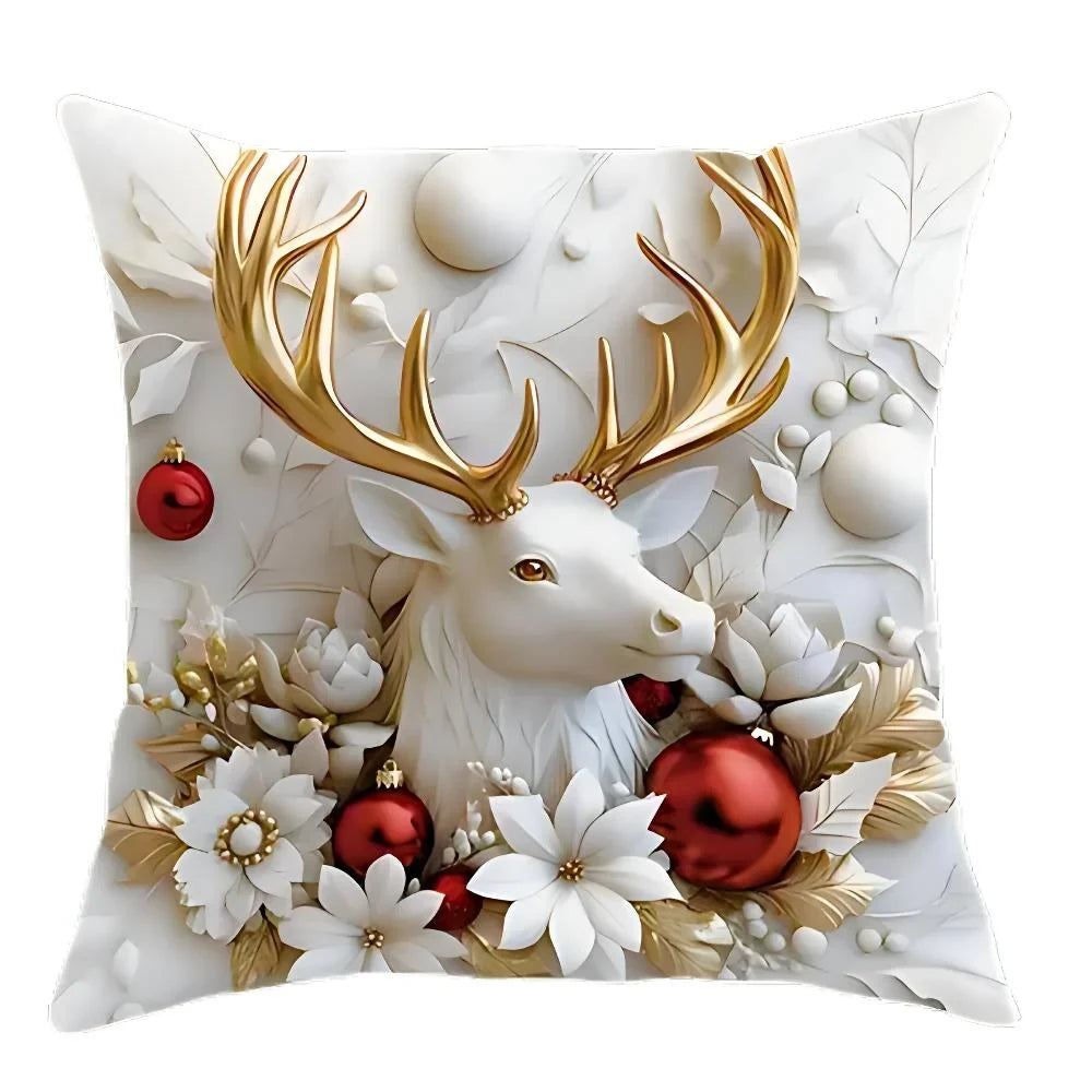 Christmas Pillow Covers Set of 4 with 3D Printed Designs and Hidden Zippers - Image 8