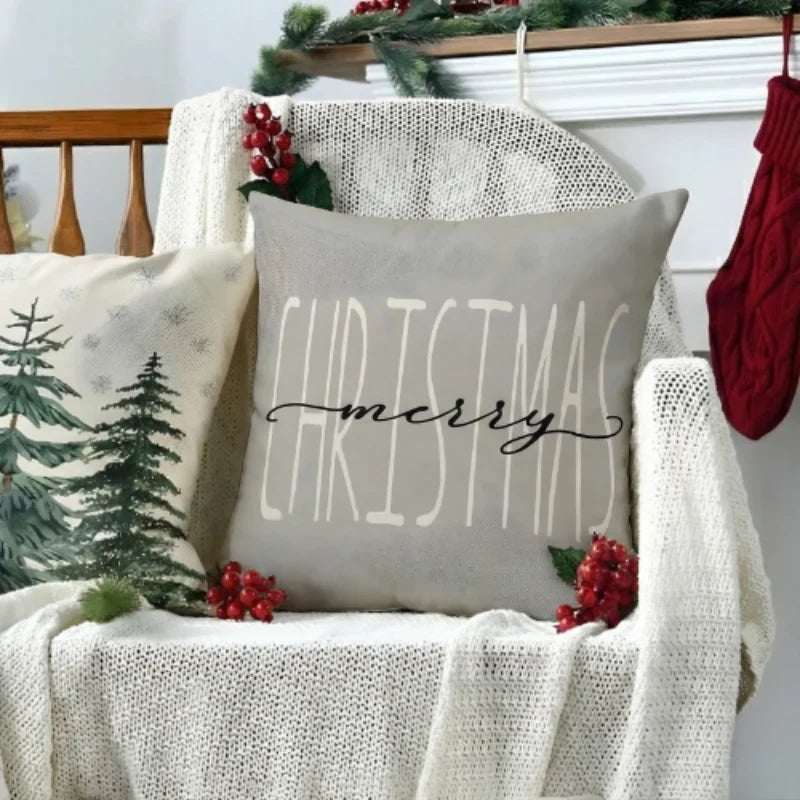 Christmas Pillow Covers Set of 4 with Hidden Zipper and Woven Linen Texture - Image 2