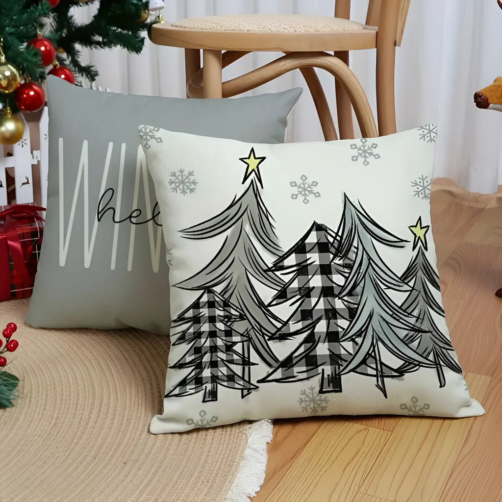 Christmas Pillow Covers Set of 4 with Hidden Zipper and Woven Linen Texture - Image 8