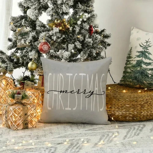 Christmas Pillow Covers Set of 4 with Hidden Zippers and Festive Gnome Tree Print - Image 3