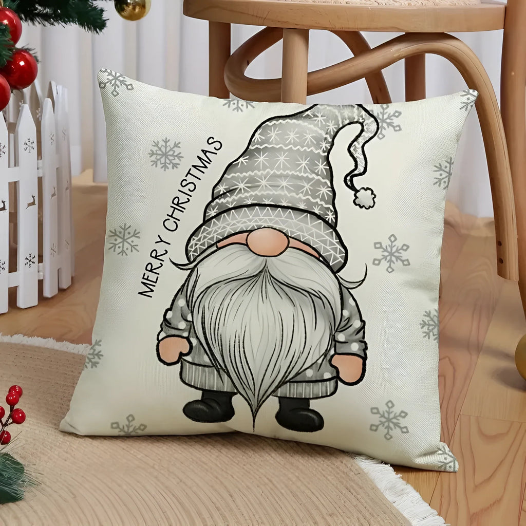Christmas Pillow Covers Set of 4 with Hidden Zippers and Festive Gnome Tree Print - Image 5
