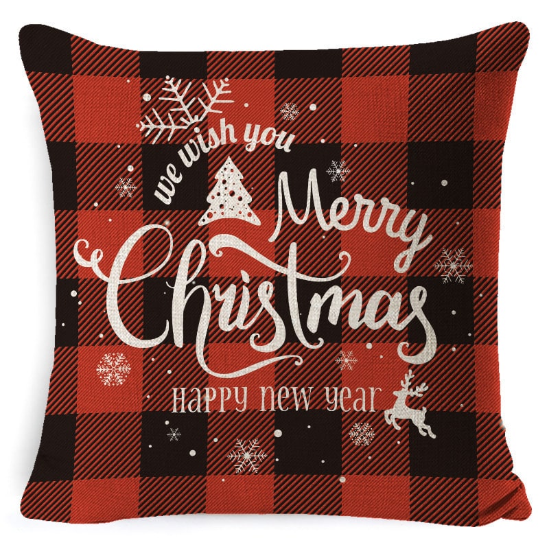 Christmas Pillow Covers with Festive Linen Print and Knife-Edge Seams Square Throw - Image 12
