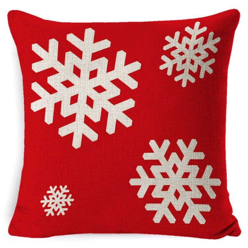 Christmas Pillow Covers with Festive Linen Print and Knife-Edge Seams Square Throw - Image 13