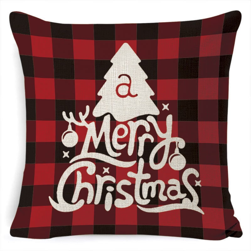 Christmas Pillow Covers with Festive Linen Print and Knife-Edge Seams Square Throw - Image 15