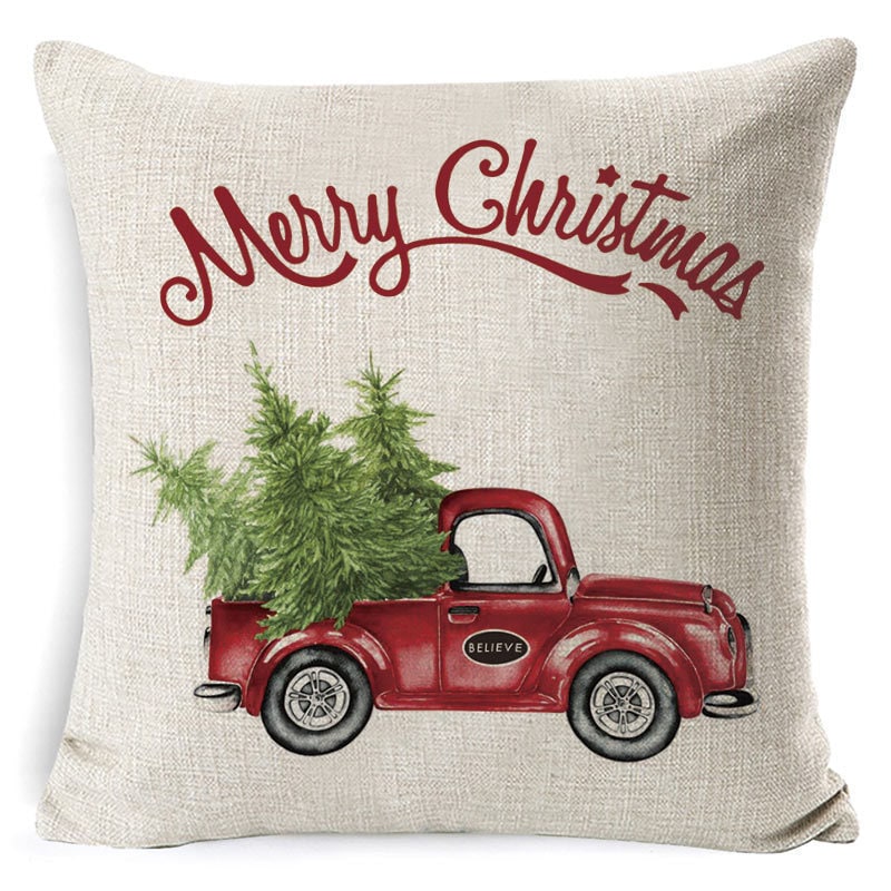 Christmas Pillow Covers with Festive Linen Print and Knife-Edge Seams Square Throw - Image 16