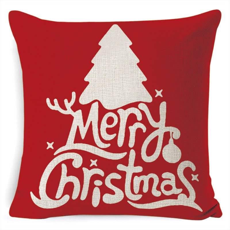 Christmas Pillow Covers with Festive Linen Print and Knife-Edge Seams Square Throw - Image 17