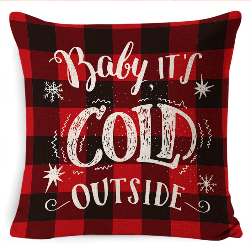 Christmas Pillow Covers with Festive Linen Print and Knife-Edge Seams Square Throw - Image 20