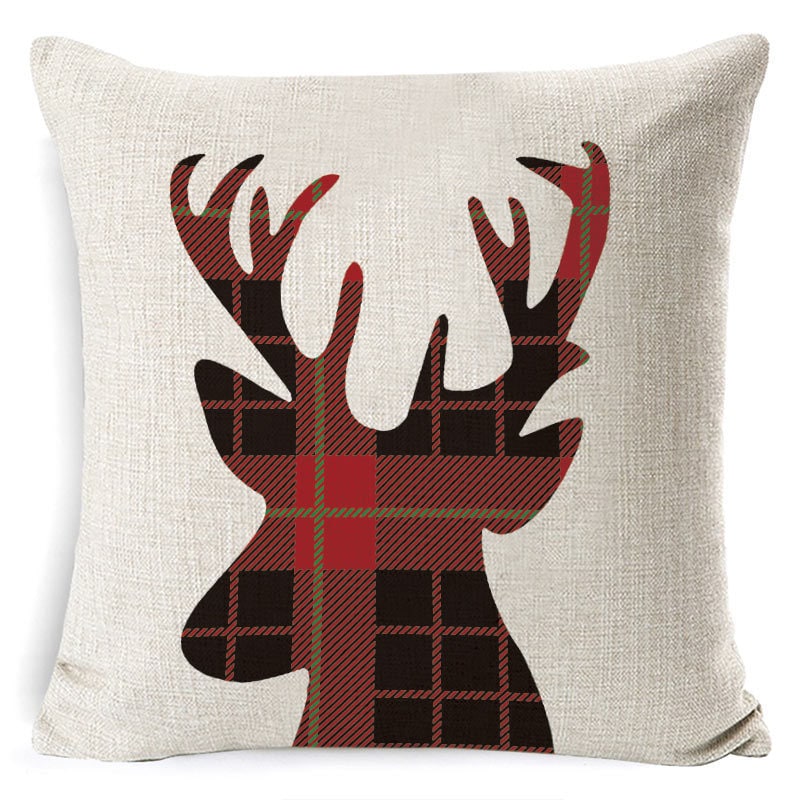 Christmas Pillow Covers with Festive Linen Print and Knife-Edge Seams Square Throw - Image 23