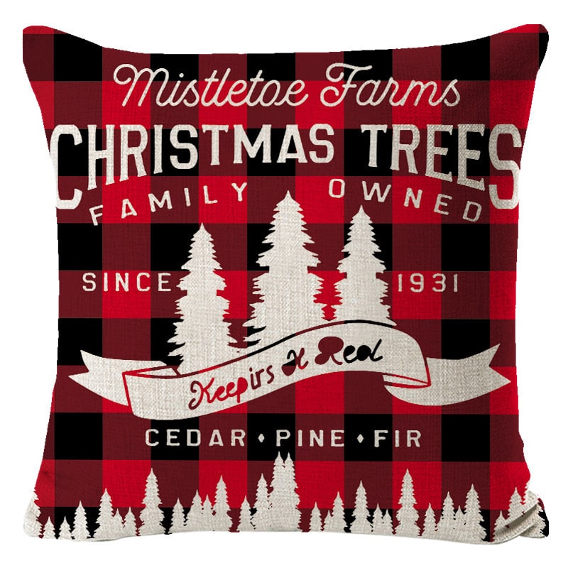 Christmas Pillow Covers with Festive Linen Print and Knife-Edge Seams Square Throw - Image 29