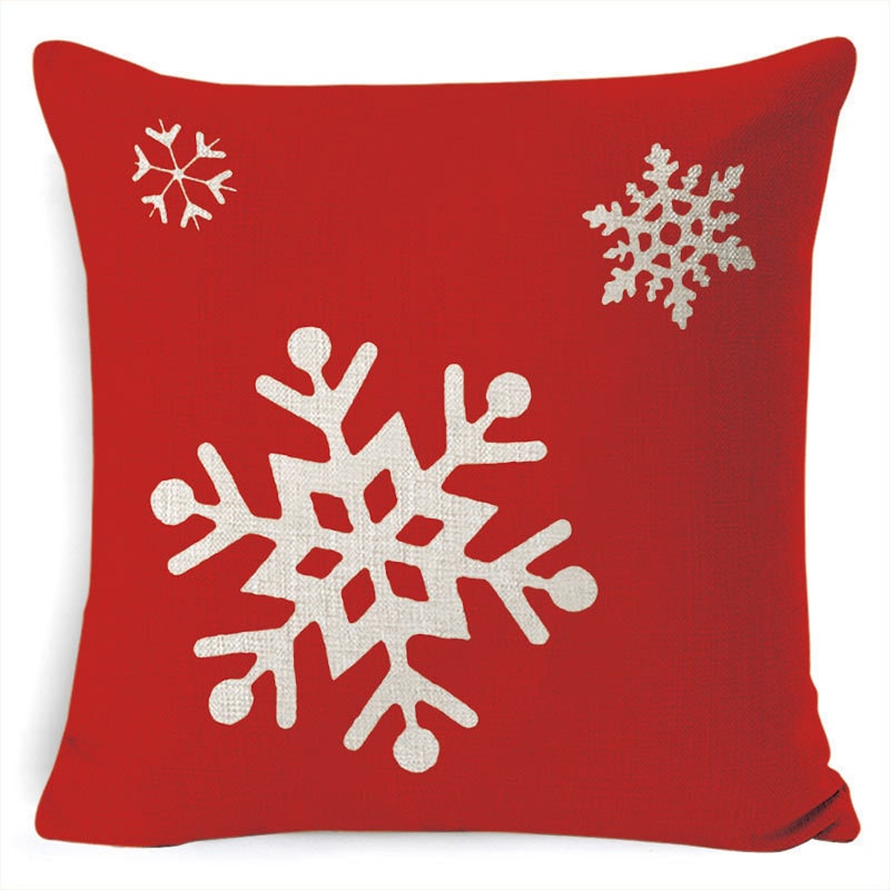 Christmas Pillow Covers with Festive Linen Print and Knife-Edge Seams Square Throw - Image 3