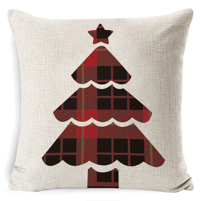 Christmas Pillow Covers with Festive Linen Print and Knife-Edge Seams Square Throw - Image 30