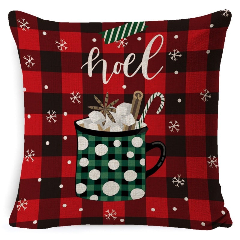 Christmas Pillow Covers with Festive Linen Print and Knife-Edge Seams Square Throw - Image 31