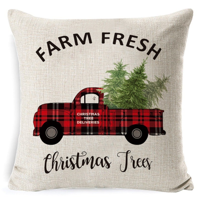 Christmas Pillow Covers with Festive Linen Print and Knife-Edge Seams Square Throw - Image 32