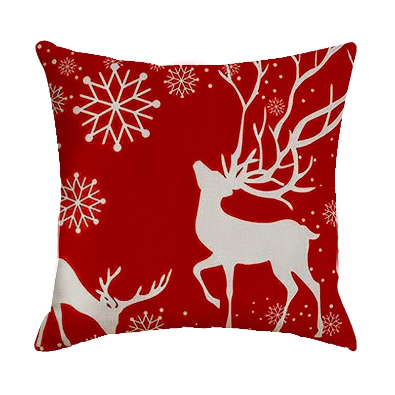 Christmas Pillow Covers with Festive Linen Print and Knife-Edge Seams Square Throw - Image 38