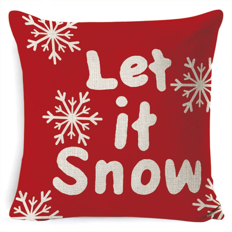 Christmas Pillow Covers with Festive Linen Print and Knife-Edge Seams Square Throw - Image 39