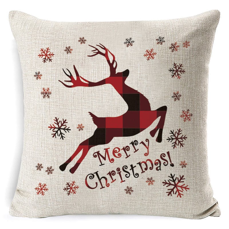 Christmas Pillow Covers with Festive Linen Print and Knife-Edge Seams Square Throw - Image 40