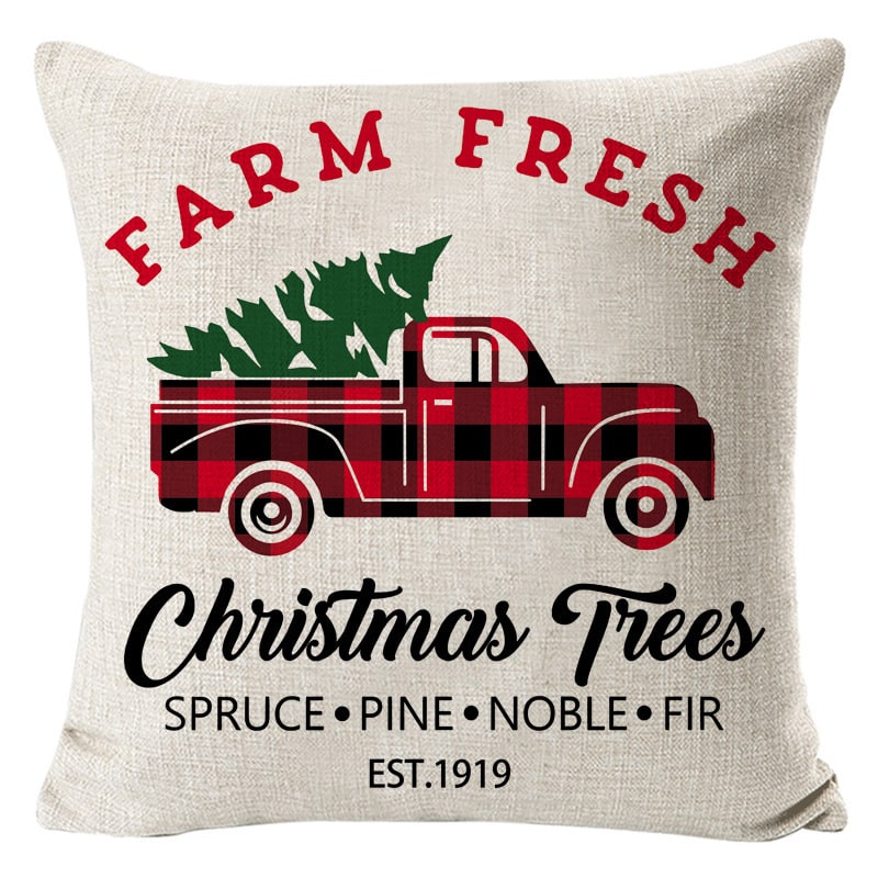 Christmas Pillow Covers with Festive Linen Print and Knife-Edge Seams Square Throw - Image 41
