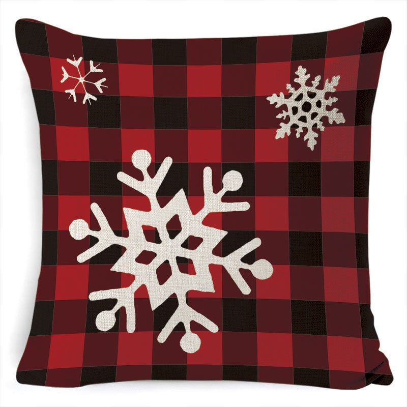 Christmas Pillow Covers with Festive Linen Print and Knife-Edge Seams Square Throw - Image 42