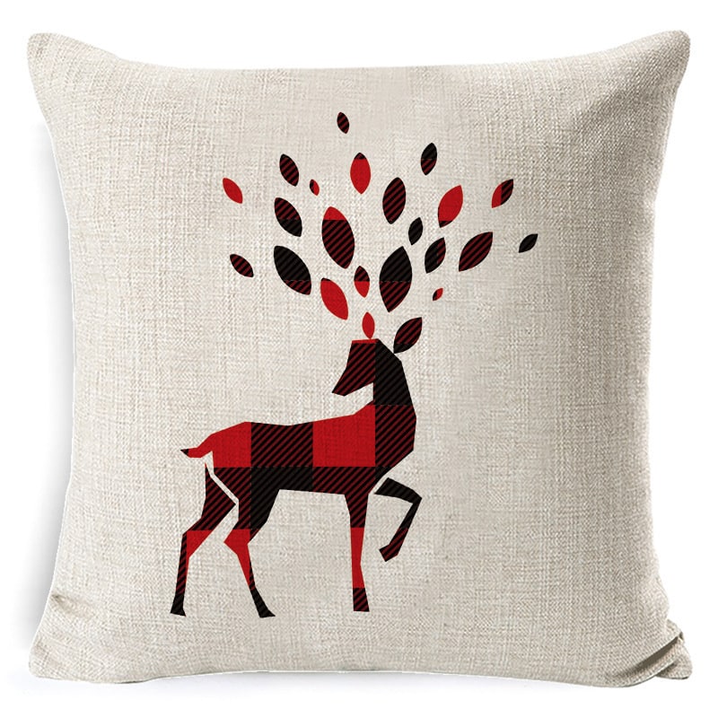 Christmas Pillow Covers with Festive Linen Print and Knife-Edge Seams Square Throw - Image 5