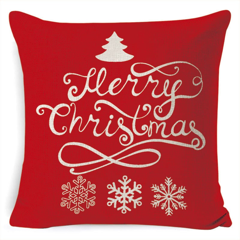 Christmas Pillow Covers with Festive Linen Print and Knife-Edge Seams Square Throw - Image 7