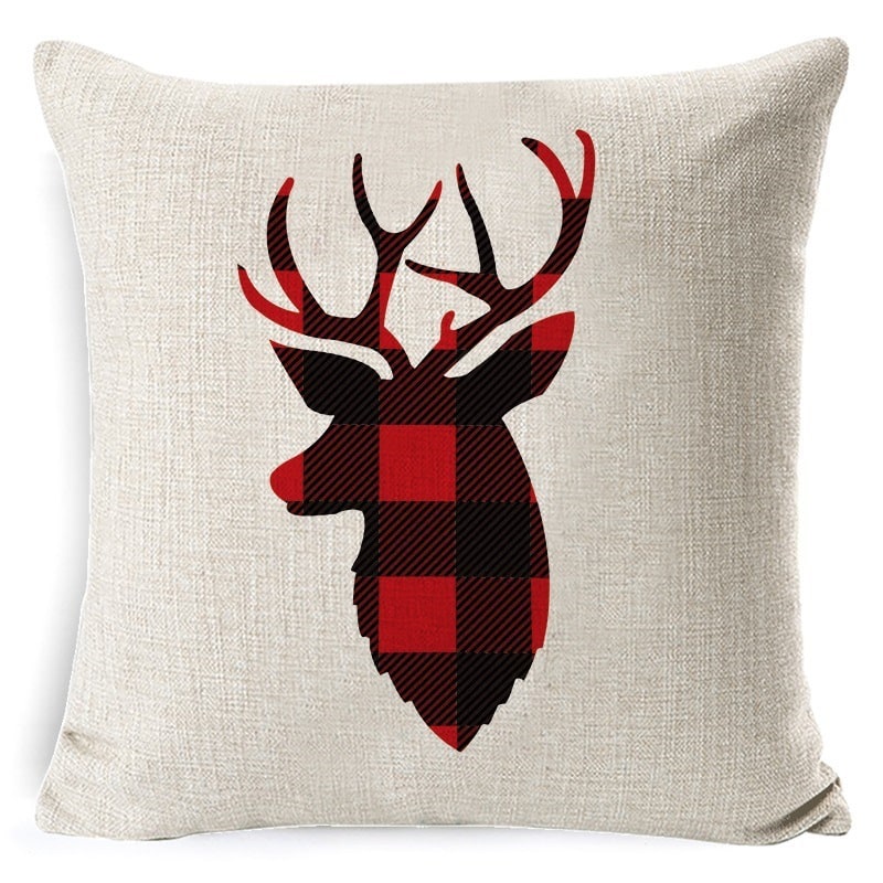 Christmas Pillow Covers with Festive Linen Print and Knife-Edge Seams Square Throw - Image 8