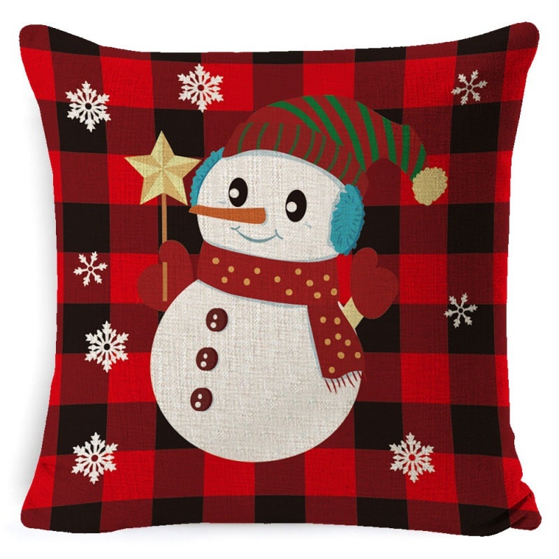 Christmas Pillow Covers with Festive Linen Print and Knife-Edge Seams Square Throw - Image 9